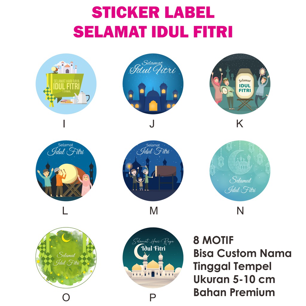 

Sticker / Stiker Label Hampers Kue Kering Selamat Idul Fitri Custom Nama Motif I-P