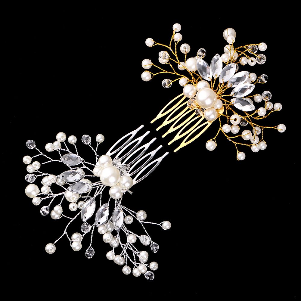 SUYOU Beautiful Hair Combs Accessories  Bridal Clips Pearl Hair Pin  Bride Hair Jewelry  Wedding  Romantic Crystal Crown Rhinestone Tiara /Multicolor