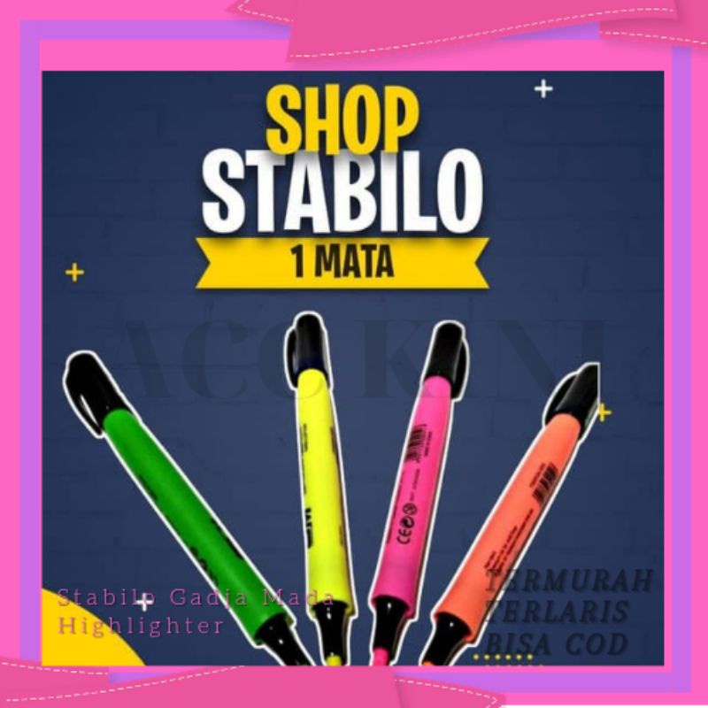 

AccKini - Stabilo Gadja Mada Highlighter GM3005/Stabilo 1 Sisi Berwarna/Stabilo Highlighter TERMURAH