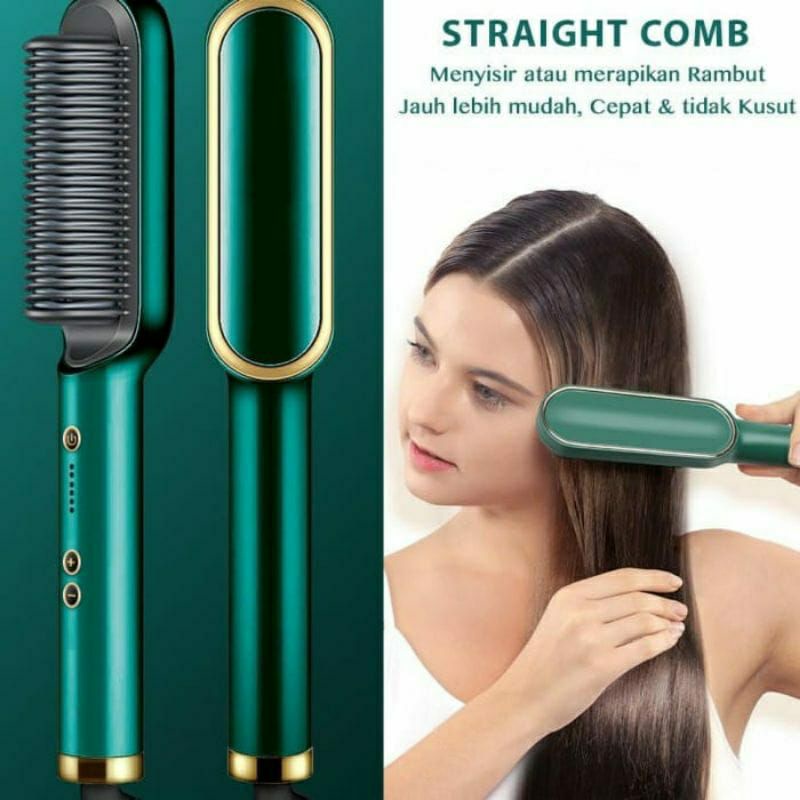 Sisir Pelurs Rambut  2in1 ( Rambut Lurus dan Kriting ) / Sisir Pelurus Straight Comb Hair Multifungsi