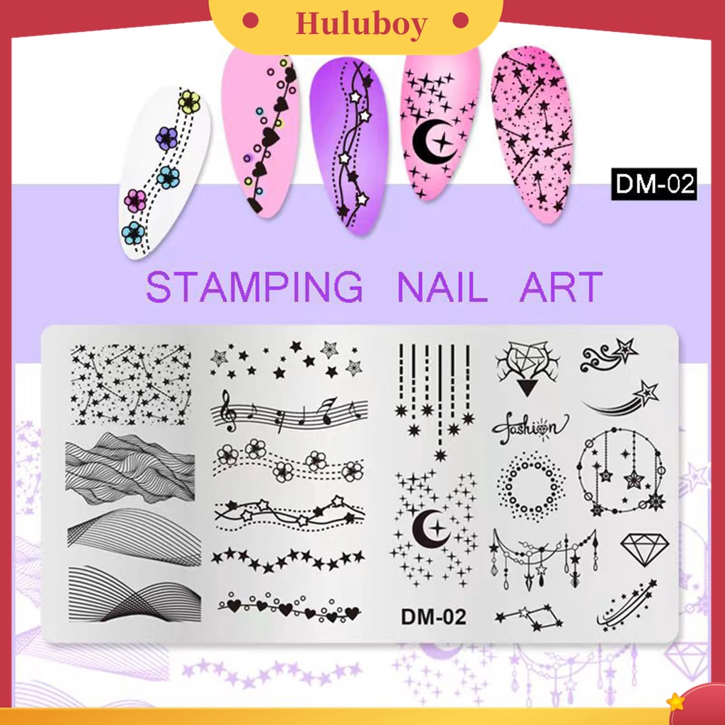 Huluboy Huluboy♡ Plat Stempel Kuku Bahan Stainless Steel Reusable Untuk Nail Art DIY