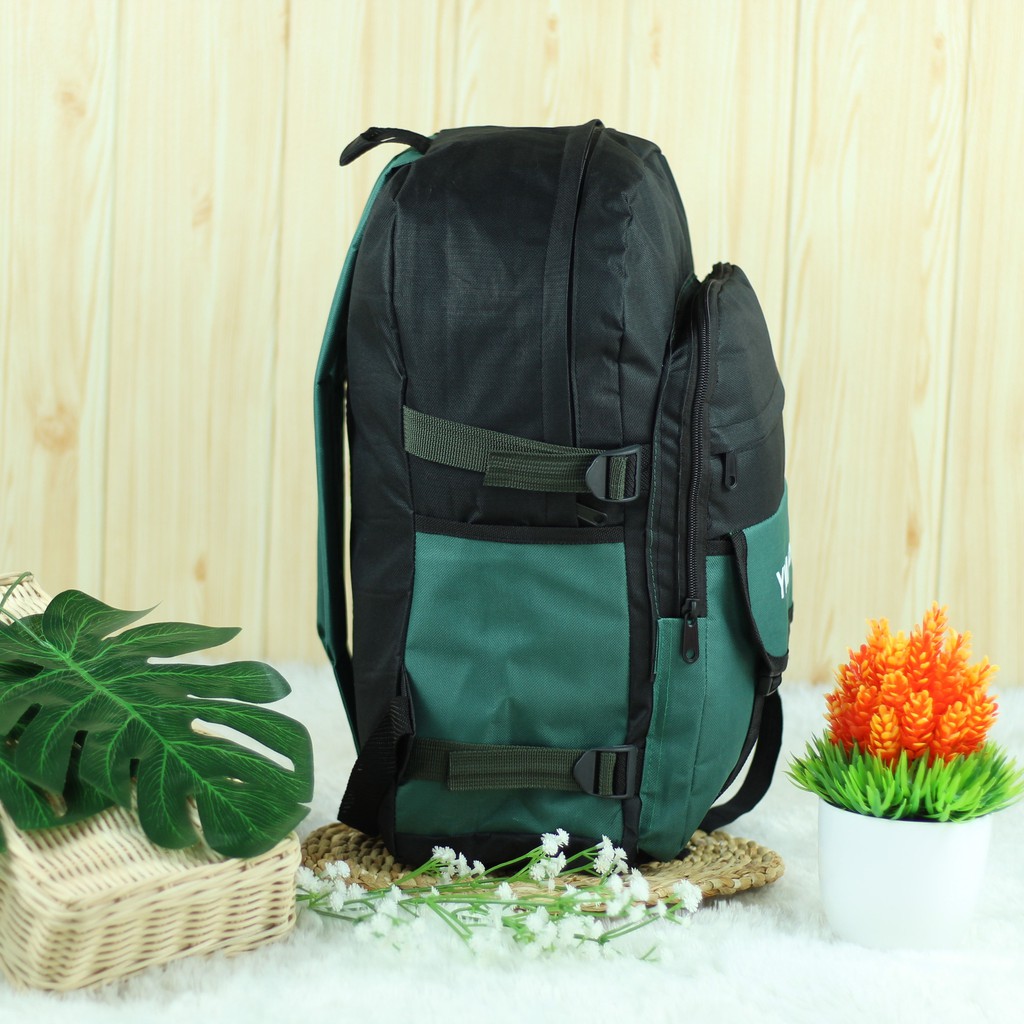 Tas Ransel Cewek Casual HIjau Korean Style Fashionable Backpack Wanita Multifungsi Trendy Yimaobag