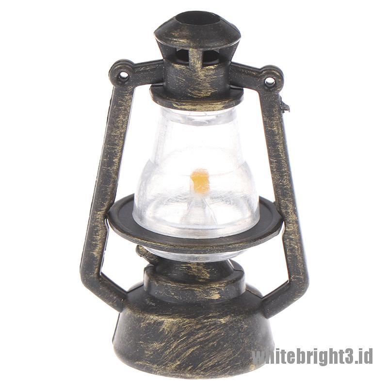 (white3) 1pc Miniatur Lampu Minyak retro Skala 1: 12 1: 6 Untuk Aksesoris Rumah Boneka