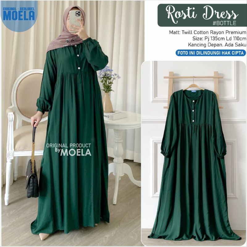 Dress Polos Original Moela Gamis Longdress Maxi Rayon / Aira Hones Tale Rosti Tiari
