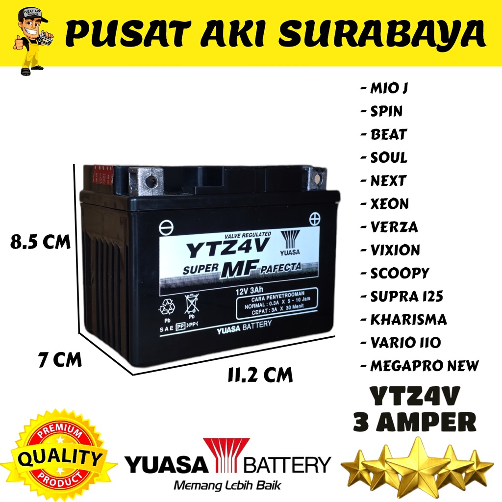 ASLI ACCU YUASA YTZ4V ORIGINAL PABRIK BAWAAN MOTOR AKI MF HONDA BEAT VARIO SCOOPY BEAT SPIN SHOGUN MTZ5S GTZ5S YTZ5S