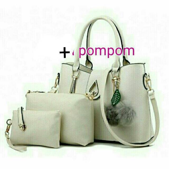 CUCI GUDANG!! Tas Fashion wanita okaira free pompom /tas murah