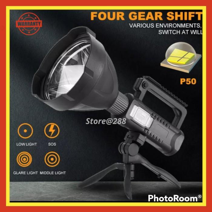 Lampu Senter Led Super Terang Jarak Jauh Charge USB XHP50 + Tripod