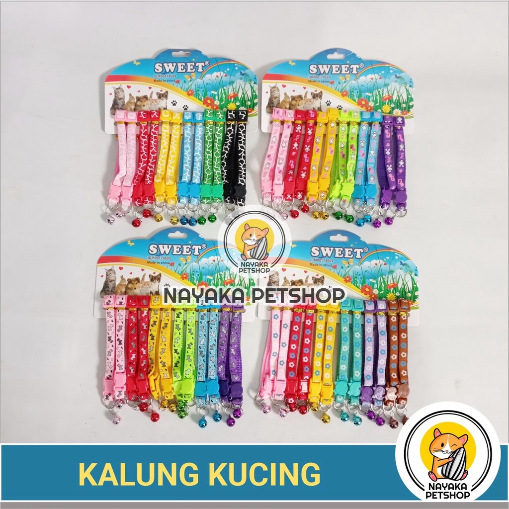 Kalung Kucing Lonceng Murah Motif Tulang Glitter Pita