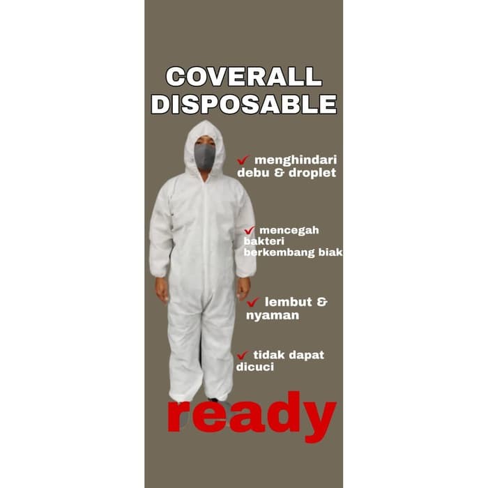 Coverall hazmat suit baju APD disposable ready grosir Coverall hazmat suit baju APD disposable ready grosir