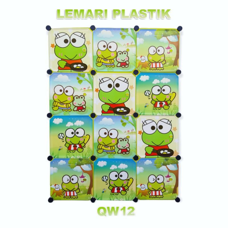 Lemari Plastik Portable 12 Pintu Lemari Karakter Lemari Pakaian Multifungsi Portable WHI FURNITURE SHOP