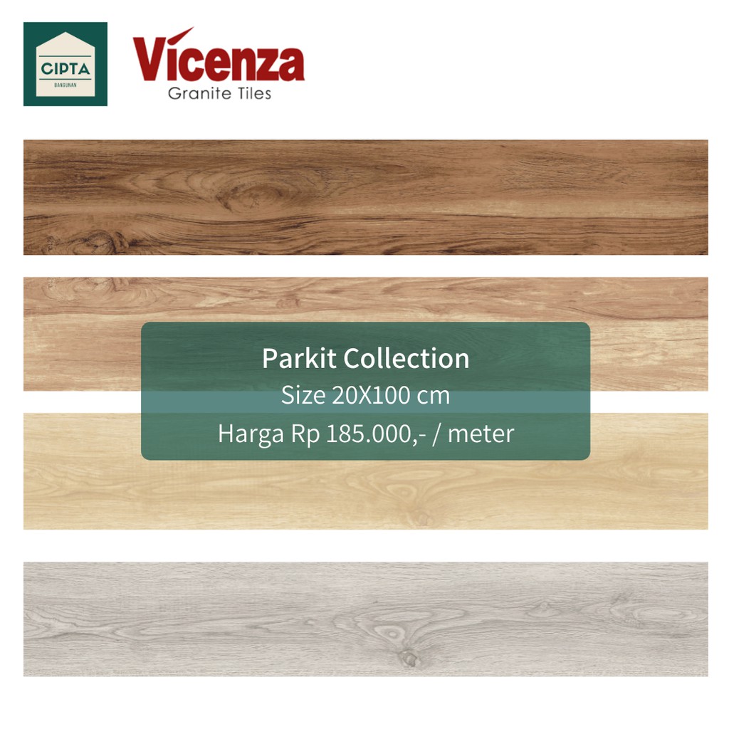 Keramik Lantai Vicenza Motif Parket Kayu 20x100cm