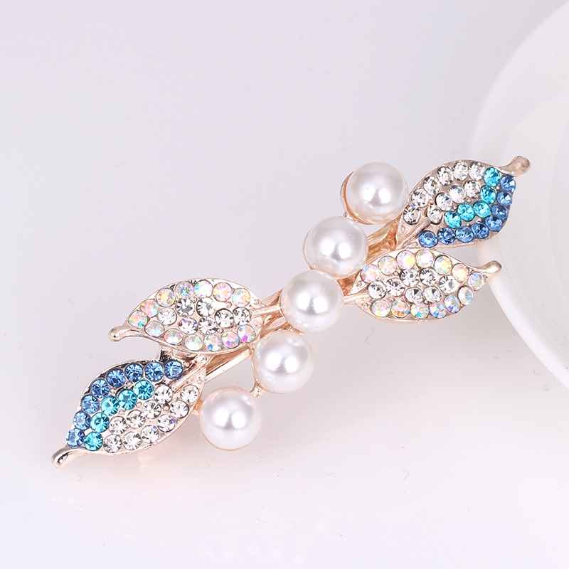 Korean Pearl Rhinestone Bow Hairpin Simple Ladies Headdress Spring Horizontal Clip Ponytail Hair Ornament Sexy Girl Jewelry