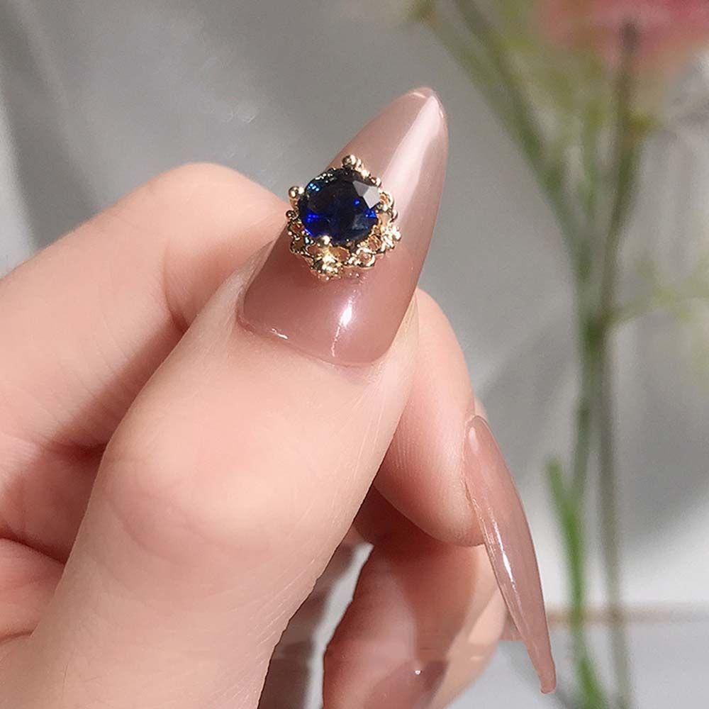 AUGUSTINA Agustina Bulat Kuku Berlian Imitasi Mewah Mengkilap 3D Kuku Pesona Nail Art Dekorasi Nail Art Ornamen Alloy Zirkon Nail Drills