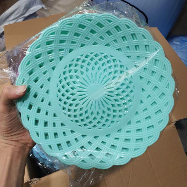 Piring Rotan Plastik Bulat Piring Lidi TEBAL ISI 1 LUSIN-Tosca