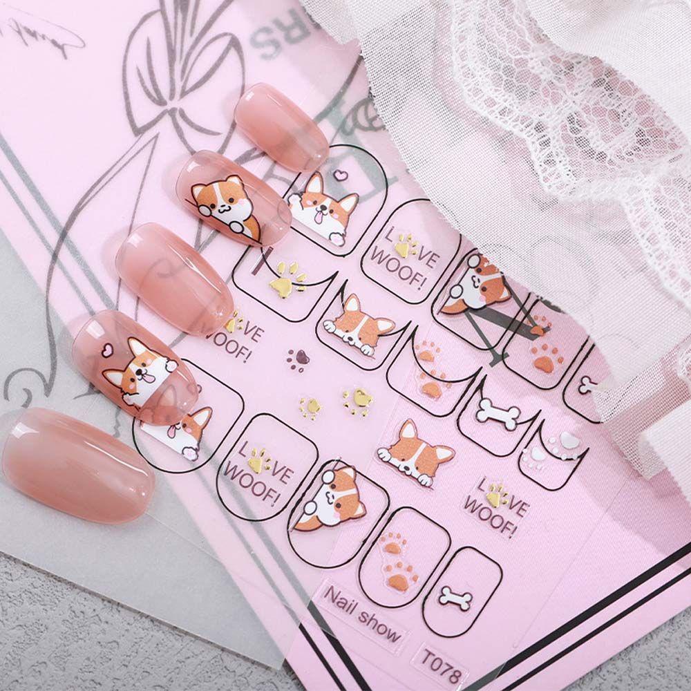 MXBEAUTY Kartun Stiker Kuku Wanita Bunga Strawberry Self Adhesive Fruits Dekorasi Nail Art