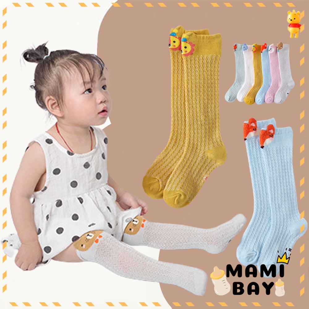 OKEYI Kaos kaki bayi panjang anti slip kaos kaki anak motif satwa