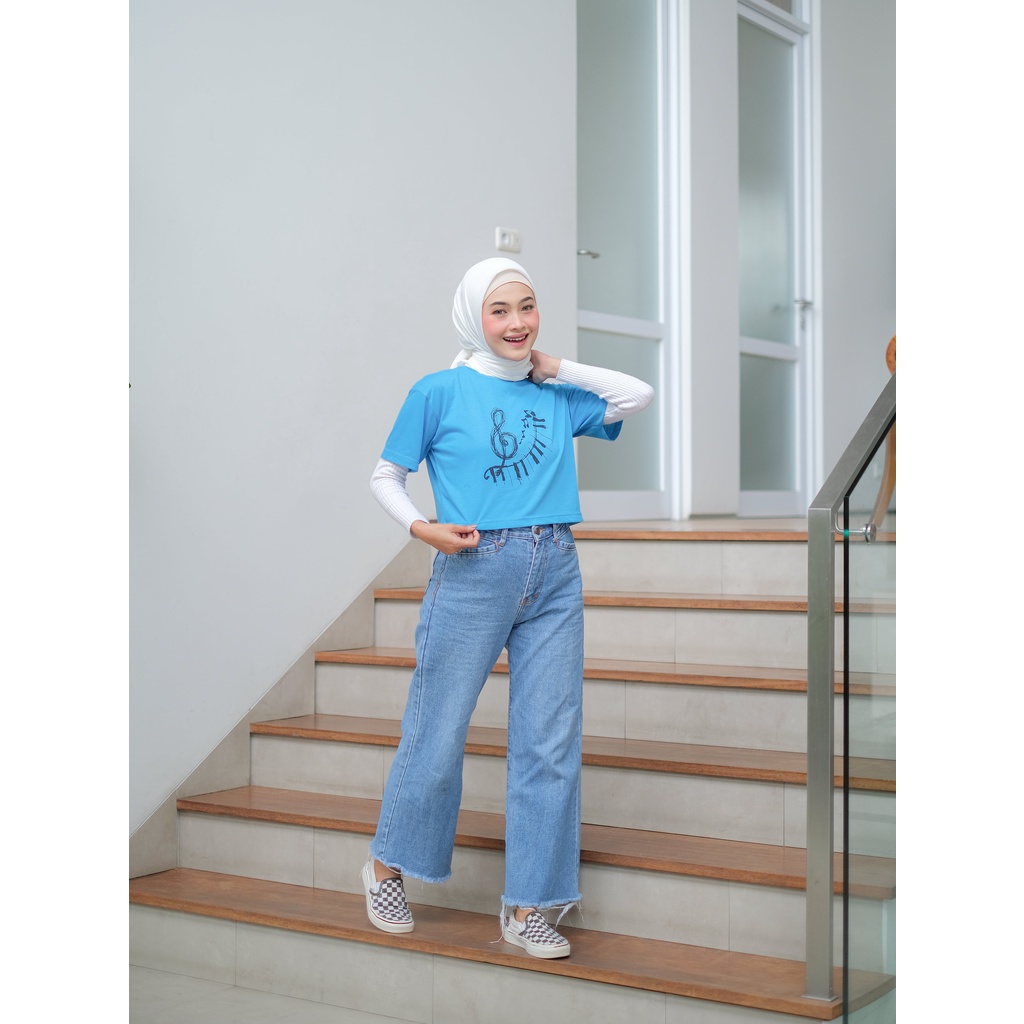 KALILA - PIANO Atasan Kaos Crop Wanita Cotton