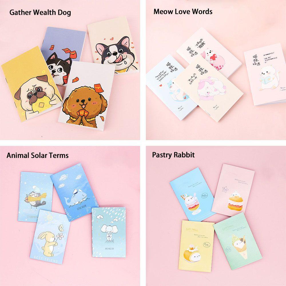 R-flower 4PCS/4buku Saku Mini Notepad Siswa Portable Diary Kartun Notebook