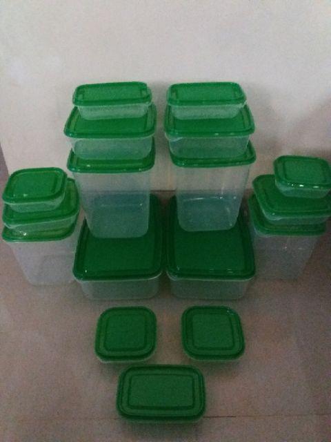 1.tempat Makanan,kotak Makan Murah Set 17 Pcs Hijau,lunch Box .