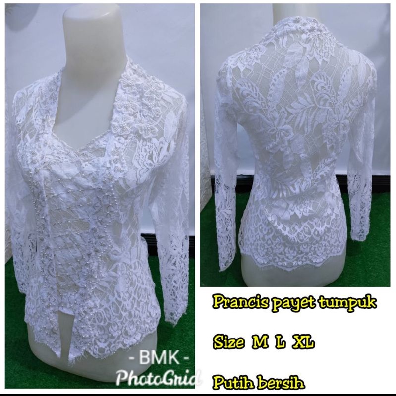 Kebaya Jadi Brokat Prancis Payet Tumpuk Size M dan Brokat Navy Size L