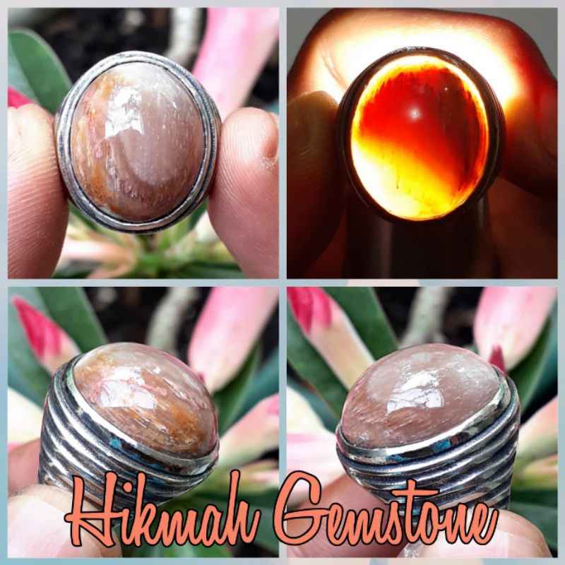 Batu Fosil Kayu Merah Muda Kristal Motif Mirip Yin Yang