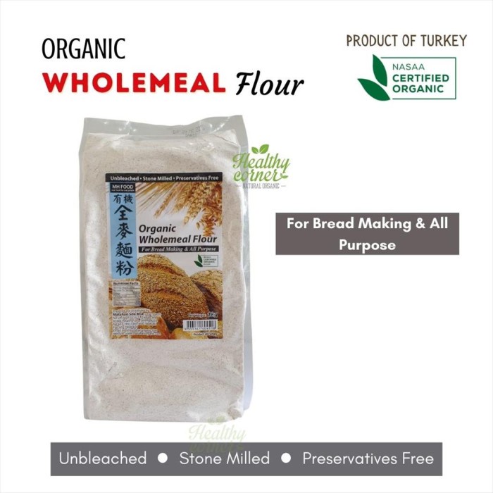 

BISA COD Organic Wholemeal Flour 1kg MH Food Whole Wheat Tepung Gandum Utuh