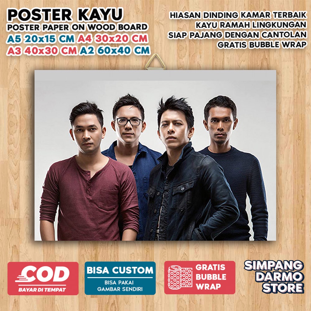 Poster Kayu Noah Band Ariel Peterpan Artis Penyayi Pop Indonesia Hiasan Dinding Piter Pan Artis Indo