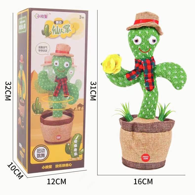 COD✅ Cactus Dancing  Boneka kaktus joget Mainan Cactus Toy Mainan Anak Charge Goyang dan Nyanyi Boneka joget Kaktus   Z002