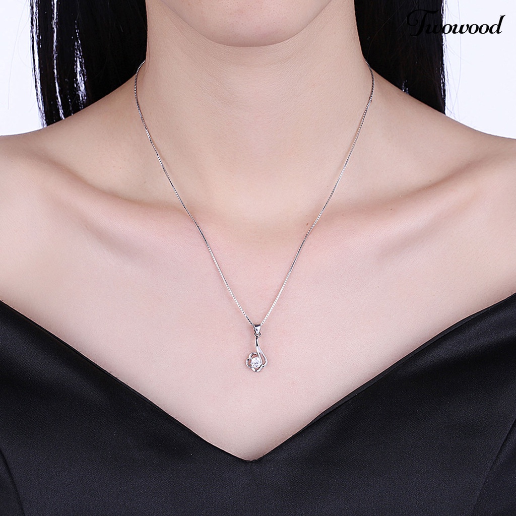 Twowood SILVERHOO 925 Silver Cute Women Necklace Flower Circle Cubic Zirconia Pendant Necklace for Party