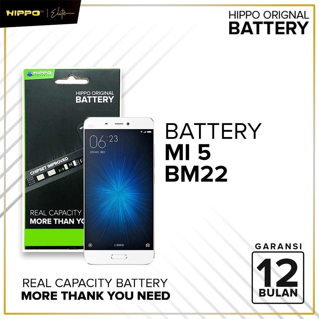 Hippo Baterai Baterry 100% ORI Baterai  Xiaomi MI 5 3000Mah BM22 Original Batere Premium Batu Batre Batrai Handphone Garansi Resmi