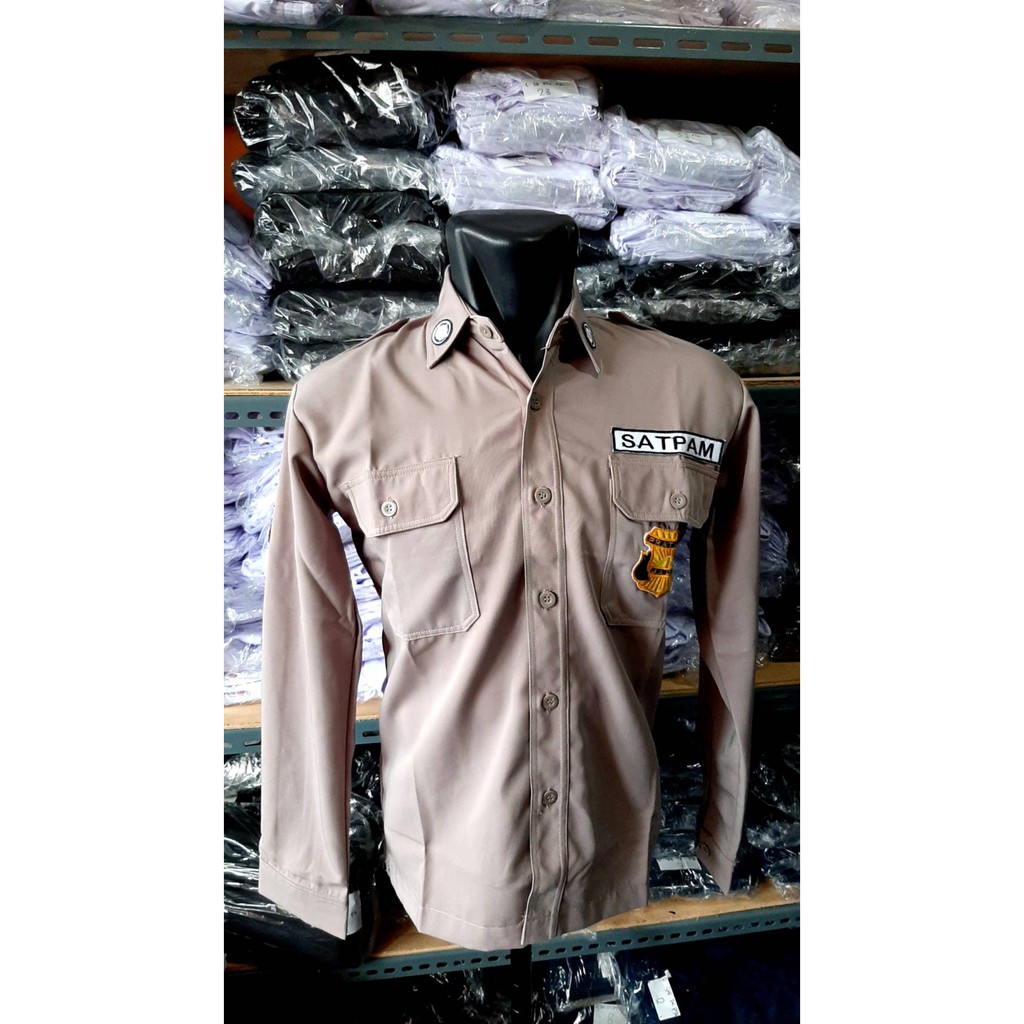 Baju Satpam Security PDH PDL SUS Warna Coklat Polisi - Seragam Satpam / Rafly Jaya