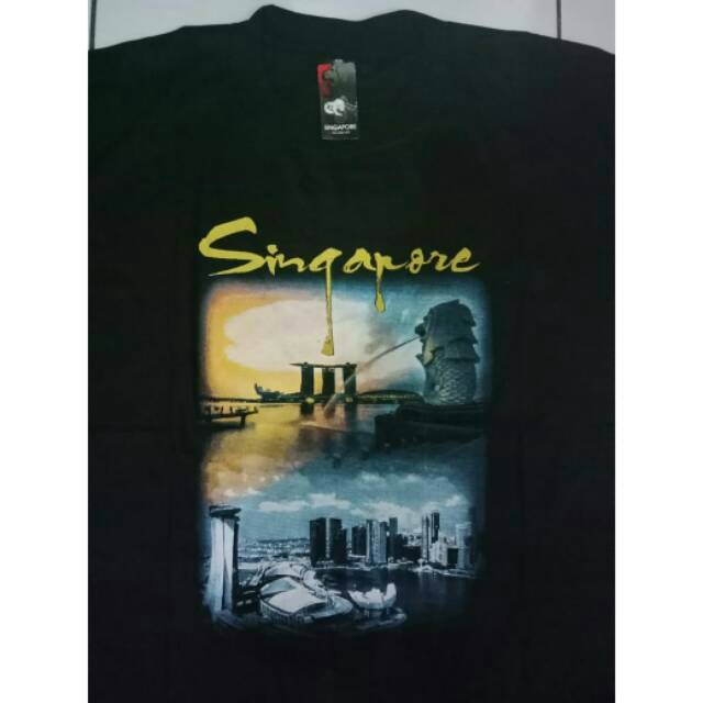Kaos souvenir singapore hitam