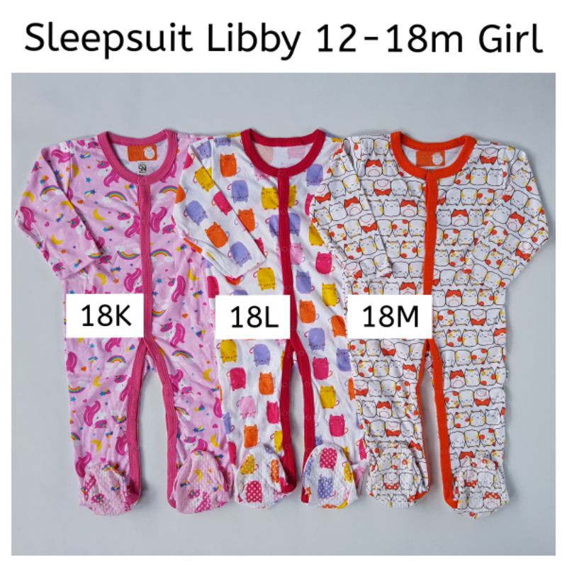 SATUAN PILIH MOTIF Sleepsuit Libby Healthy Premium Big Size 12 18 24 Bulan Girl