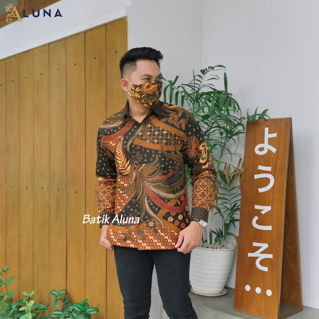 BAJU BATIK PRIA LENGAN PANJANG PREMIUM SOLO PRIA MOTIF NITIK KOMBINASI REGULAR FURING BAHAN KATUN PRINT ALUNA PCW 091