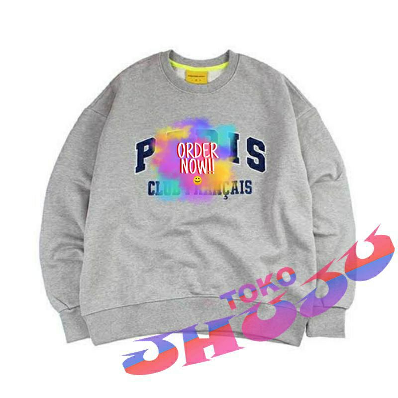 Basic Sweater Sunoo engene style  Paris club francais Sablon Navy tanpa lis putih