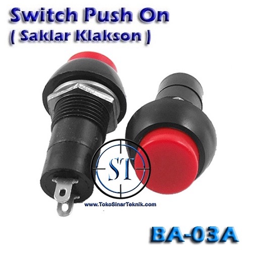 Push On Bulat ( Klakson / Bell ) Saklar Tombol Tekan Momentary Pencet Merah Bel BA-03