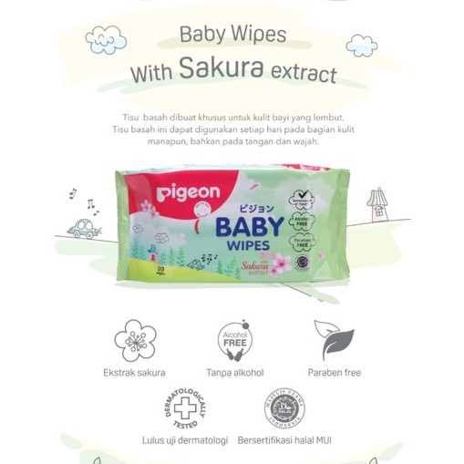 TISU BASAH PIGEON / BABY WIPES PIGEON SAKURA EXTRACT 50+50S