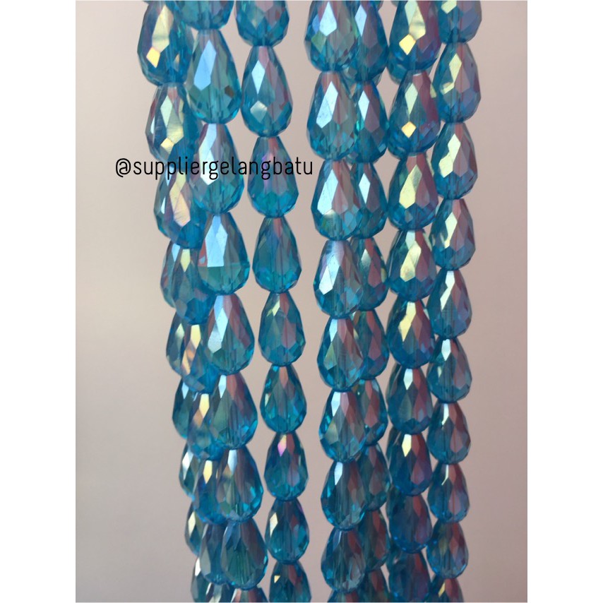 kristal Tetes ceko 15mm x 10mm BIRU SOFT bahan gelang kalung PREMIUM aksesoris fashion supplier