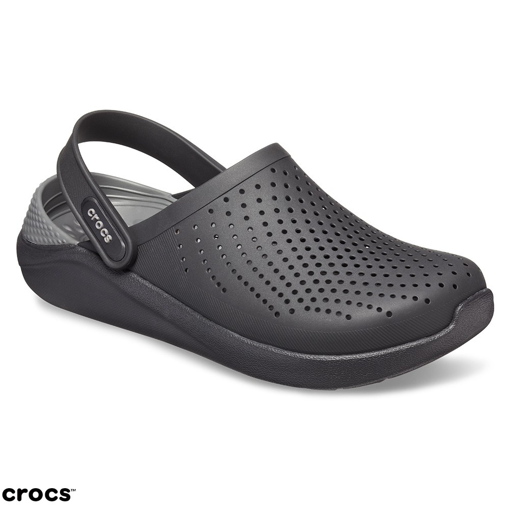 Crocs Literide Clog - Sandal Unisex / Sandal Tahan Air / Sandal Karet / Original - Black Gray 204592-0DD