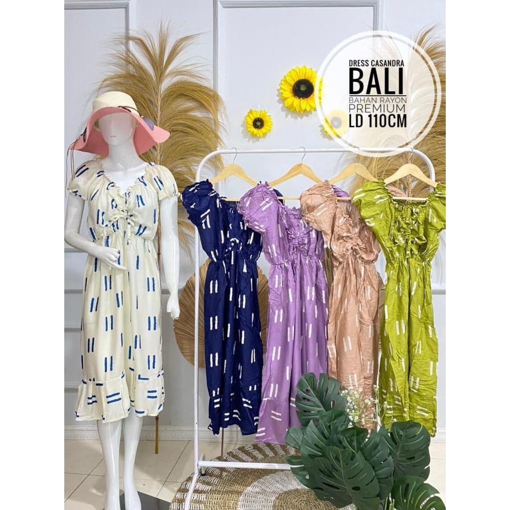 Daster Dress Casandra Serut Bali Motif 1 - Daster keren - Model Serut - Bahan Halus Adem