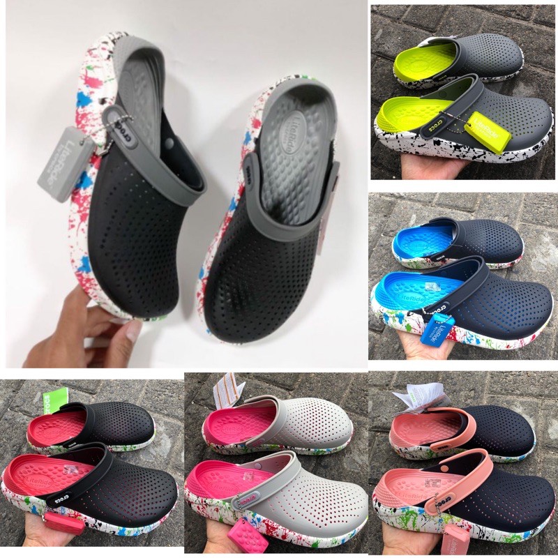 Sendal Crocs Literide Motif Clogs Croc Clog Sendal Perawat Sendal Karet Slip On