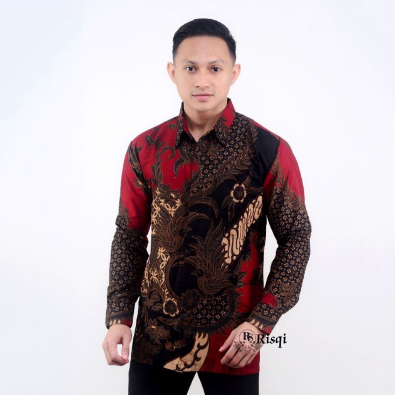 kemeja batik pria modern lengan panjang