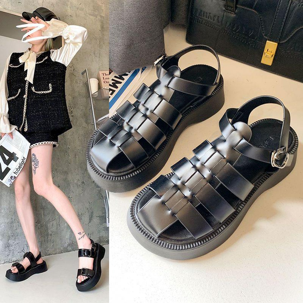 LURAD Sepatu Sandal Cewek Sepatu Wanita  Sepatu Gladiator Sepatu Import Model Terbaru Sole Tebal Design Unik Keren