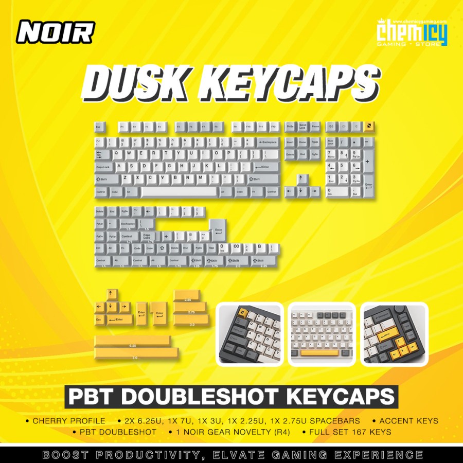 Noir Dusk PBT Double-shot Keycaps 167 Set Cherry Profile