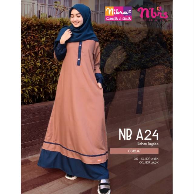 GAMIS NIBRAS NB A24/ gamis nibras/gamis dewasa/gamis toyobo/gamis coklat /gis navy