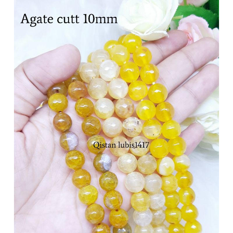 batu alam agate cutting 10mm serian kuning