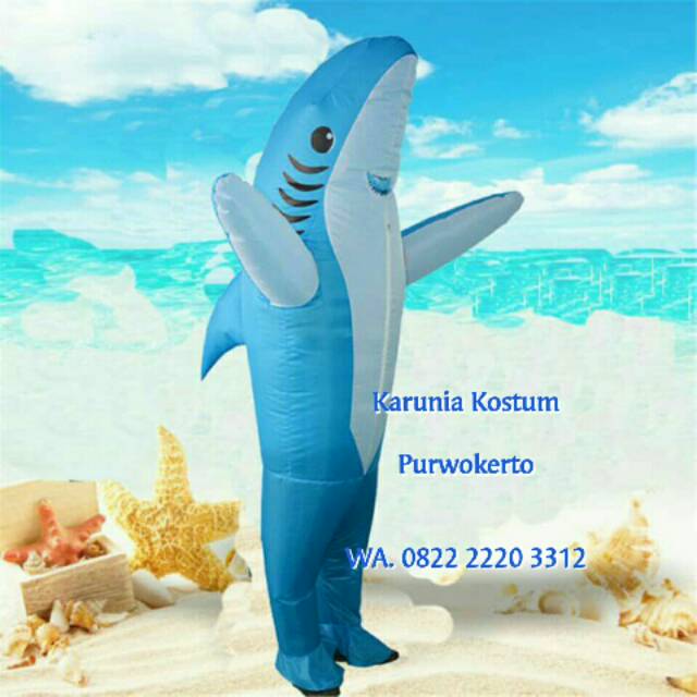 KOSTUM IKAN HIU LUMBA LUMBA COSPLAY BADUT COSTUME INFLATABLE ANGIN LUCU