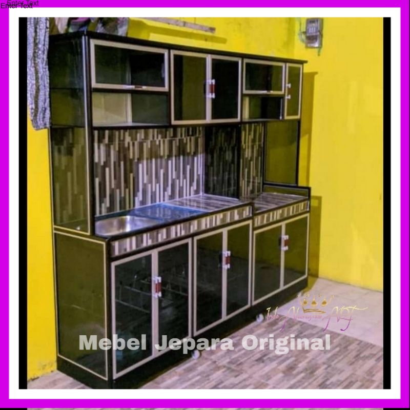 Lemari Dapur Besar - Kitchen Set Kaca Besar Bahan Alumunium Modern