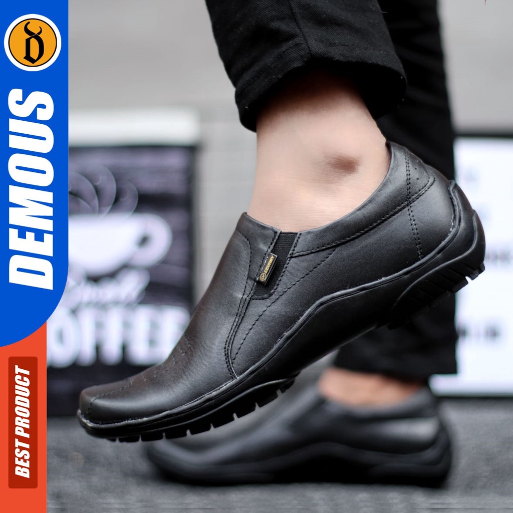 DEMOUS Divoc - Sepatu Casual Slip On Slop Pria Kulit Asli