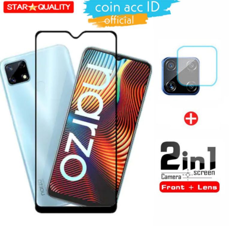 REALME C21Y/C25Y/C25s /NARZO 30A/10A/20/C20/C21/C25/C17/C15/C12/C11 TEMPERED GLASS FULL 9D + Anti gores Camera